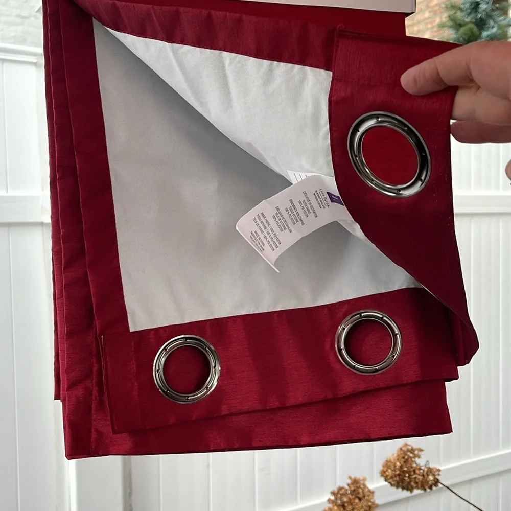 Lush Decor - Red Insulated Grommet 100% Blackout Faux Silk Window Curtain Panel